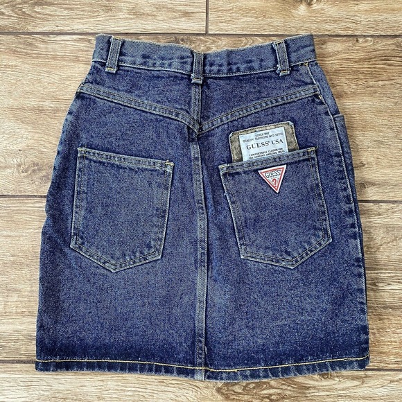 Vintage Guess Georges Marciano Denim Mini Skirt USA Made Women’s 27 Button Fly - Picture 1 of 6